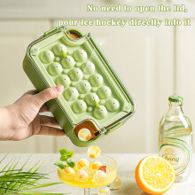 (Green, Single layer with ice storage box) Reusable Ice Tray with Lid for Cocktails & Whiskey