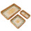 3-Pcs Rectangular Rattan Tray Green Leaves Yellow 13