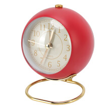 Retro Round Small Alarm Clock with Night Light Silent Quartz Decor for Bedroom