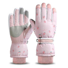 (SK13 pink Strawberry Bear) Ski Snow Gloves Winter Cold Weather Windproof Warm Skis