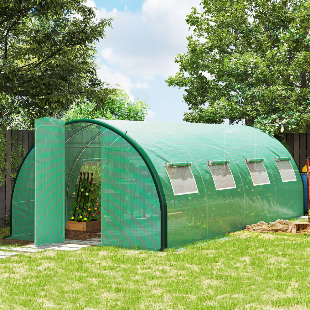 Outsunny Unisex Green Tunnel House, Upgraded Structure, Hinged Doors, 6 X 3 M, - Image 2