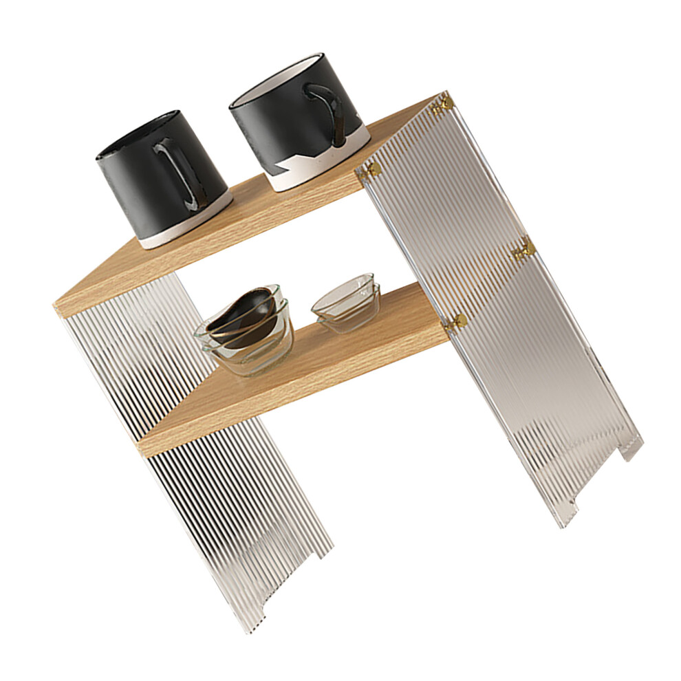 2-Tier Coffee Mug Shelf, Wood Color, Capacity 5041393509331
