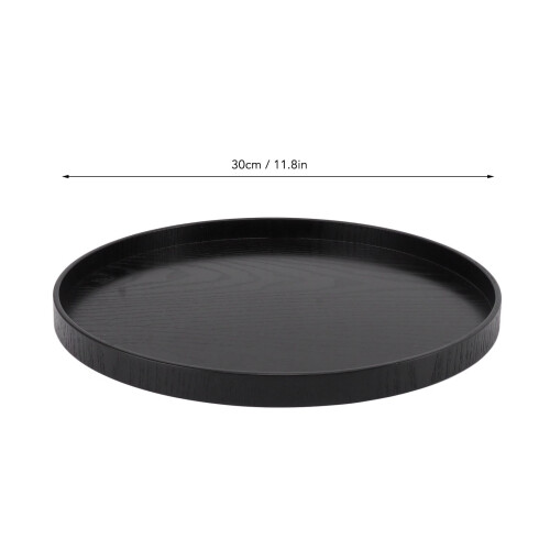 Solid Wood Serving Tray 11.8in Square Elegant Black Multifuntional 1