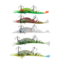 5 Stück Garnelen-Softbaits 10,5 cm Gummi, Stahlhaken