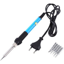 Electric Soldering Iron, 60W Adjustable Temperature 200-450C with 5 Interchangeable Tips for DIY Electronics Repair