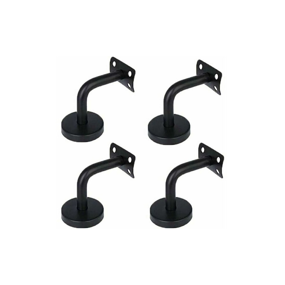 Stainless Steel Handrail Brackets 4-Piece Set, Black Wall-Mounted For Staircase Corridor Guardrail, Rustproof 201 Steel 6901508351820
