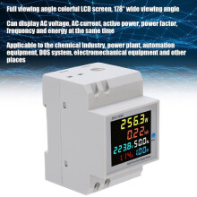 Digitale energiemeter voor éénfasige energie, wisselstroom 40-300 V 100 A, DIN-railmontage, kWh-meter met spannings- en stroommonitor.