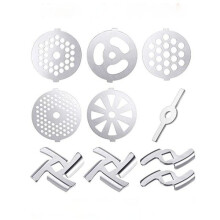 Acessórios para Moedor de Carne, Conjunto de 10 Peças em Aço Inoxidável com 5 Lâminas e 5 Telas para Moedor Manual Doméstico