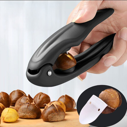 (Black) Stainless Steel Chestnut Cracker for Hard Shell Nuts 2