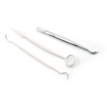 Dental Tools Kit, 3-Piece Set with Stainless Steel Plastic Instruments for Oral Hygiene, Dental Mirror, Scaler and Tweezers