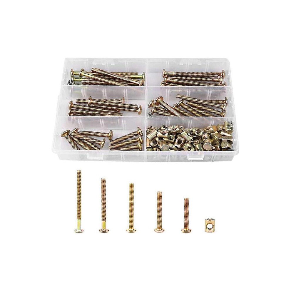 M6 Screw Set, Zinc-Plated Carbon Steel, 40Mm 50Mm 60Mm 70Mm 80Mm, Rustproof Hex Bolts And Nuts For Furniture 6901508355729