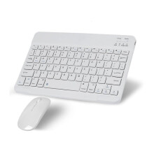 Wireless Bluetooth Keyboard and Mouse Set, Compatible with iPad, Mac, Windows Android, Ultra-Slim Mini Design for Office Home Use - White