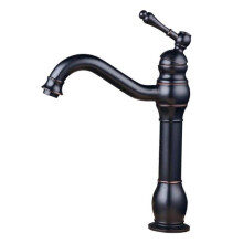 Black Basin Tap with 360 Rotation, Single Lever Brass Bathroom Faucet, Oil Rubbed Bronze, Ceramic Cartridge