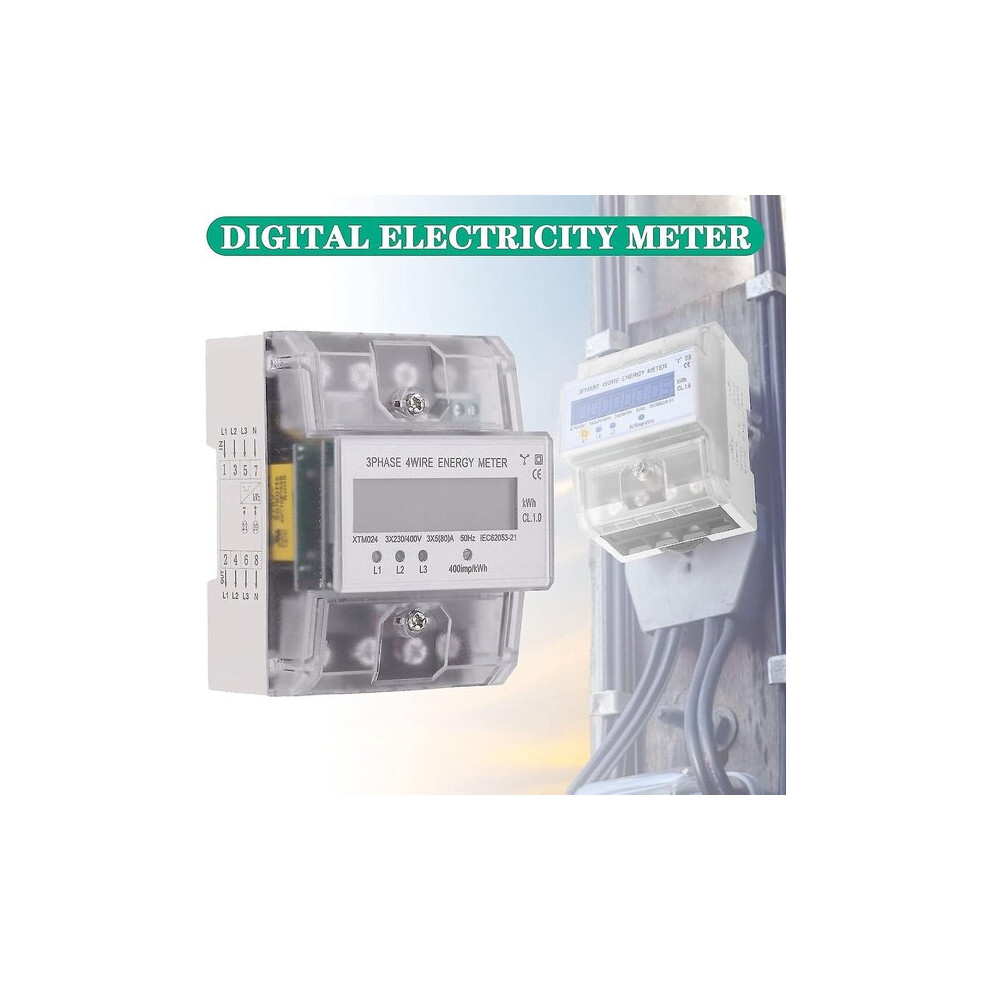 Three-Phase Electricity Meter Rail Mounted 5-100A 4P Lcd Display With S0 Interface For Industrial Energy Management Building Automation 6901508357167