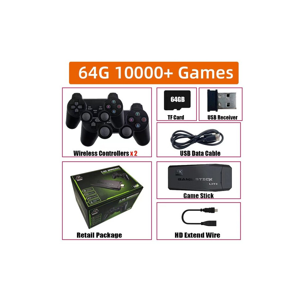 Retro Game Console With 4K Hdmi Output 64Gb 10000+ Games, 2.4G Wireless Controller For Hd Tv, Plug And Play Home Entertainment System 6901508371323