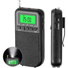 Portable Radio AM/FM/SW Digital with DSP Chip, Pocket Size LCD Display LED Flashlight, Battery Powered for Outdoor Emergency Use