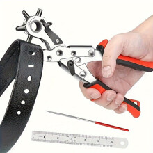 Heavy Duty Leather Belt Hole Punch Tool, Stainless Steel Rotary Drill for Belts Handbags, Professional Leather Craft Tool with Ergonomic Grip