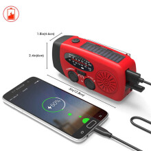 Emergency Radio, Hand Crank Solar Charging, 2000mAh Power Bank, AM/FM Radio with Torch, Portable for Outdoor Survival Power Outages