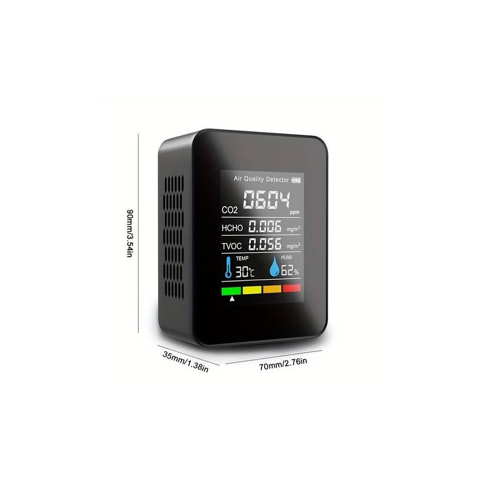 5-In-1 Air Quality Detector With Real-Time Monitoring, Co2 Co Formaldehyde Tvoc, Temperature Humidity Monitor For Home Office 6901508357785
