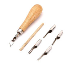 Juego de herramientas para tallar madera, 2 herramientas profesionales con hojas de acero inoxidable y mangos de madera.