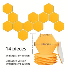 Paneles acústicos, baldosas hexagonales autoadhesivas (paquete de 14) para la reducción del ruido en una oficina en casa, estudio o sala de piano.