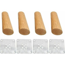 Set of 4 Rubberwood Furniture Legs 15cm, Wooden Sofa TV Cabinet Table Bed Legs to Increase Height Protect Furniture