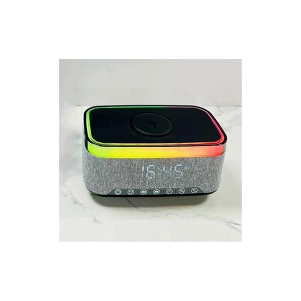 Bluetooth Speaker With 15W Wireless Charging And Led Ambient Bluetooth 5.3 Portable, Tws Noise Clock For Home Light/White 6901508362963
