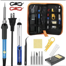 Soldering Iron Kit 60W Adjustable Temperature 15-Piece Tool Set with Stand for DIY Electronics Home Repairs