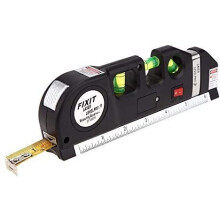 Laser Level with Cross Line Laser, 15cm Scale 250cm Tape Measure, 3 Spirit Vials with Measurement Lock for DIY and Building