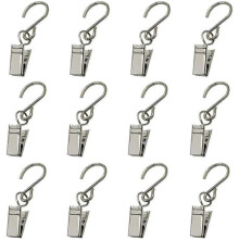 Outdoor Light Hooks, Stainless Steel S-Shaped with Clips, 30-Piece Pack for String Lights Camping Tents
