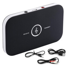 Bluetooth-audioadapter compatibel met autoradio's en hifi-systemen, 10 meter Bluetooth-bereik, 8 uur batterijduur, AUX- en RCA-aansluitingen