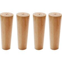 Furniture Legs for Cabinet Bed Frame, 15cm Solid Rubber Wood with Mounting Plates, Set of 4