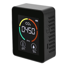 Luchtkwaliteitsmonitor met kleurenscherm - 3-in-1 detector voor CO2, TVOC en HCHO voor thuis, op kantoor en in de auto.