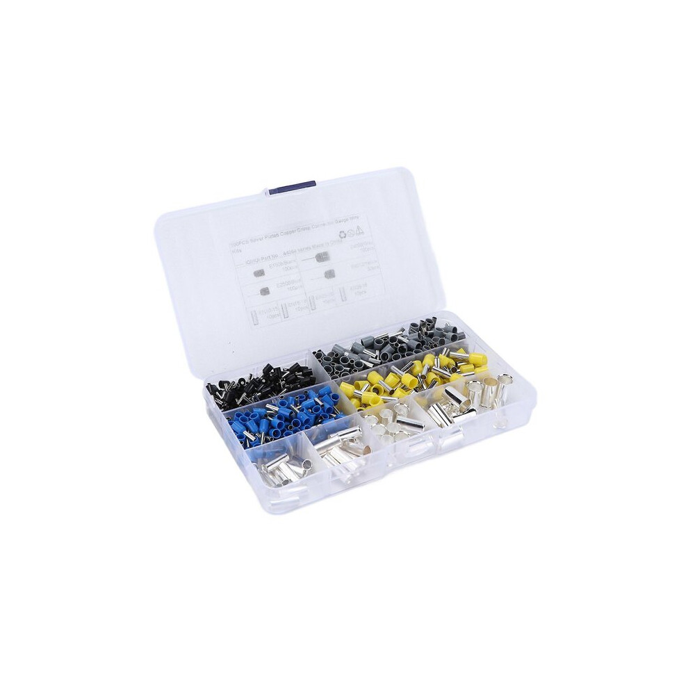 Crimp Terminal Kit 390Pcs, Tinned Copper Terminals With Insulated Ferrules For Automotive Home Appliance Wiring 6901508398184