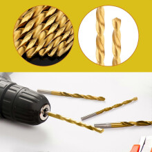 Left-hand Drill Bits Set 13-Piece Titanium Nitride Coated HSS M2 High Speed Steel 1/16-1/4 Inch for Metal Woodworking