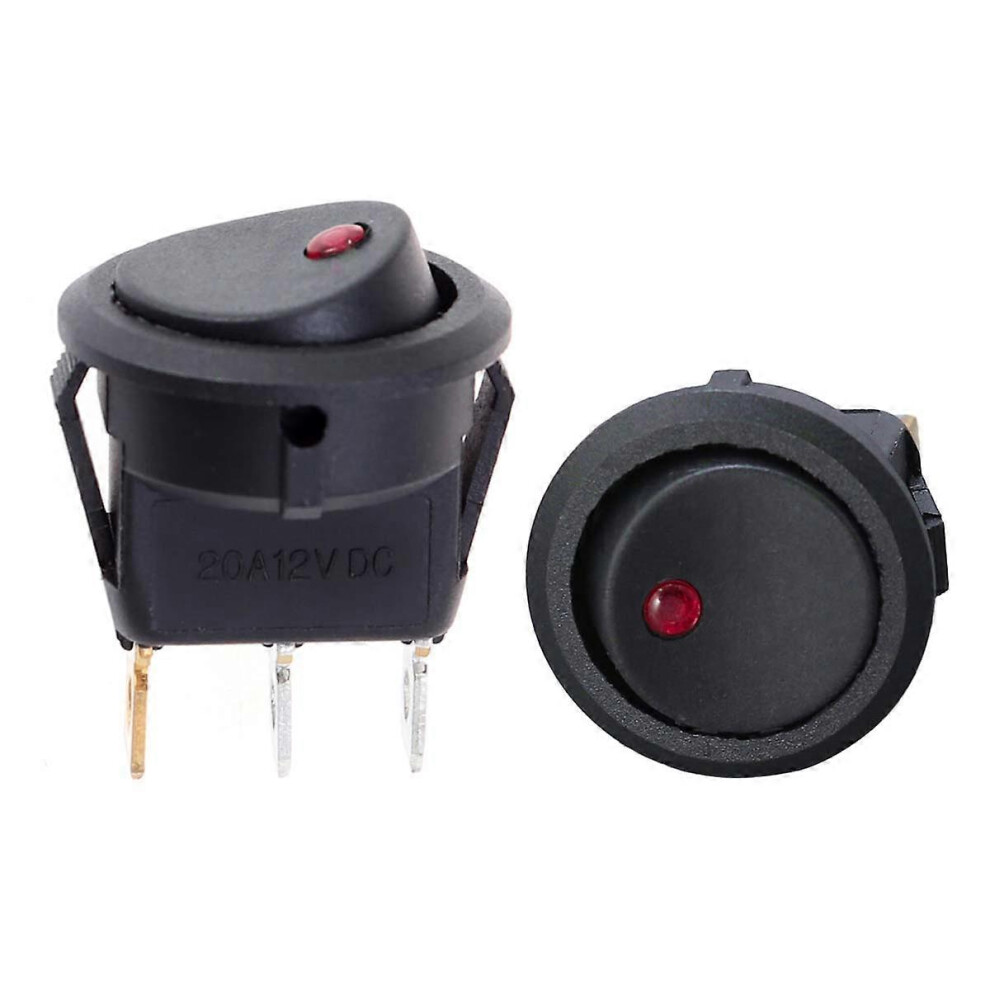 Rocker Switch With Indicator, 20A 12V Dc, Spst On-Off, Metal Plastic Housing For Automotive Marine Circuits Red 6901508403833