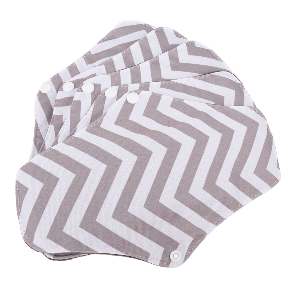 5pcs Washable Sanitary Pads, Reusable Cloth Panty Liners, Waterproof, 18x25cm