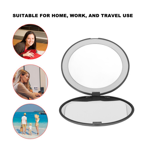 3.5 Inch Double-Sided LED Mirror 1X/10X Magnification Black 2