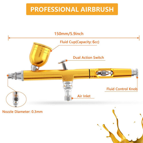 Kit d'aérographe doré, buse de 0,3 mm, godet de 6 ml, pour bricolage 1
