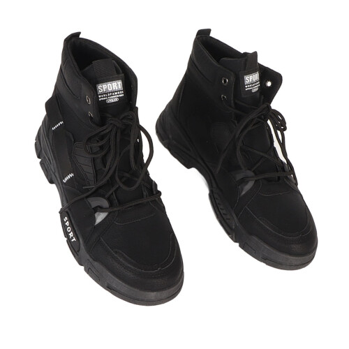 Men Work Boots Non-Slip PU Leather Black Size 42