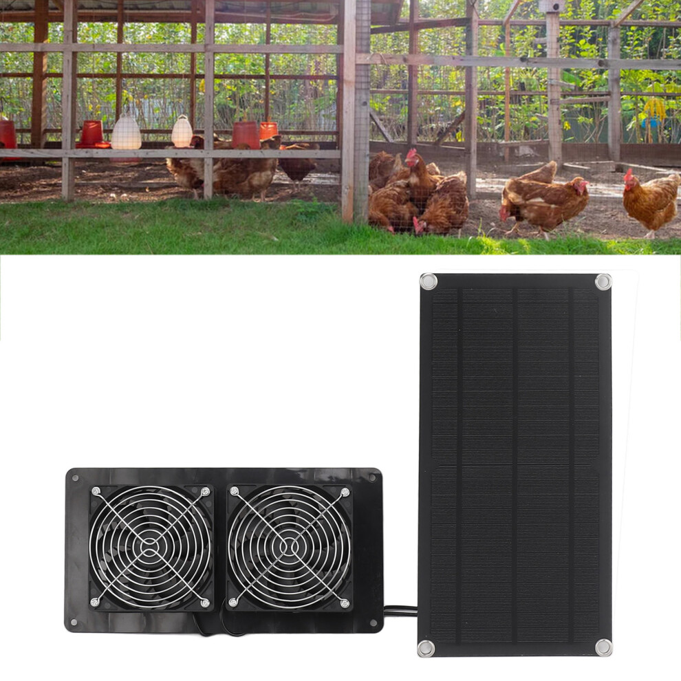 10W Solar Exhaust Fan For Greenhouse & Barn, Double 20V Cooling Vent 8191388527639