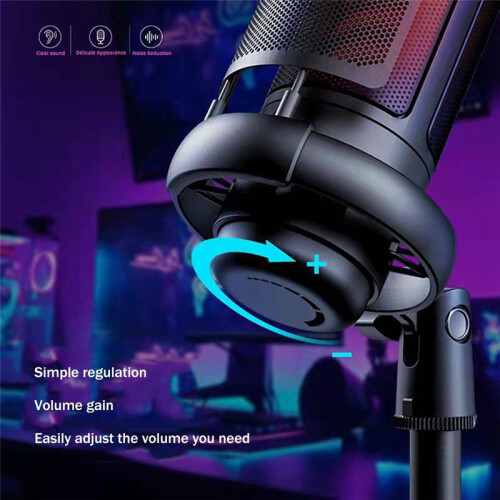 USB Gaming Condensator Microfoon Computer Opname Microfoon RGB Verlichting Condensator Microfoon Wit 2