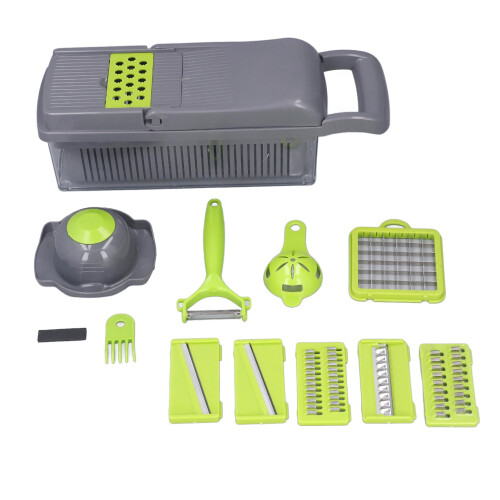 Stainless Steel Vegetable Chopper with Container, Slicing & Shredding 1