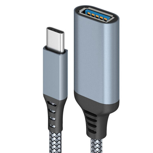 2X High Quality Data Cable Type-C to USB3.0 Transfer Cable for Mobile Tablet Computer Vehicle Extension Converter Gray 1