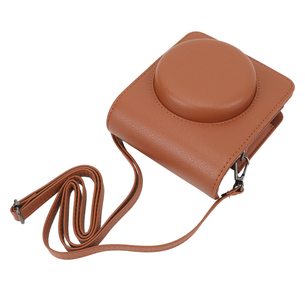 Protective Pu Leather Case For Mini 99 Retro Instant Camera With Strap - Brown 8761391054462