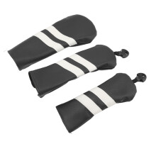3-Piece Golf Headcover Set PU Black