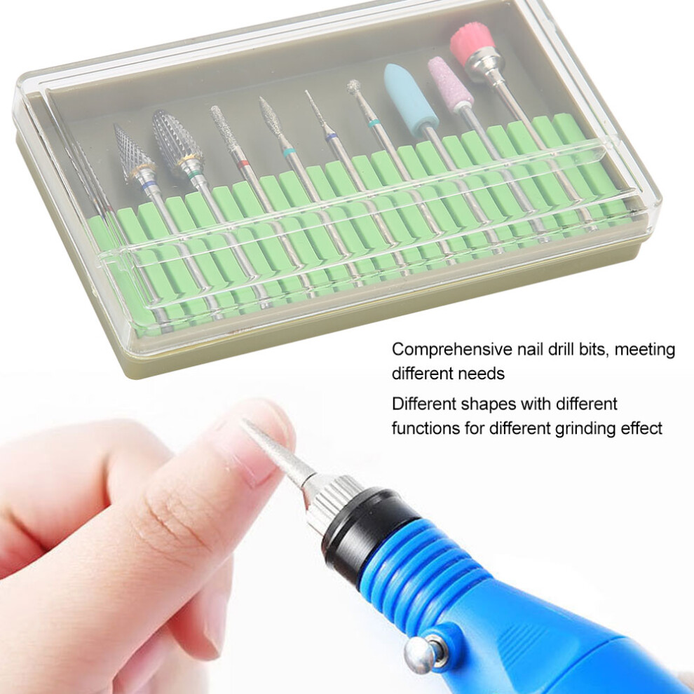 10pcs Tungsten Steel Nail Drill Bits Kit for Manicure Pedicure BH-05