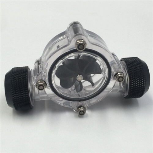 2X G1/4Inch Flow Indicator,Clear Main Body,Black Blade,Matte Black Pc Computer Water Cooling System Flow Meter Indicator 1