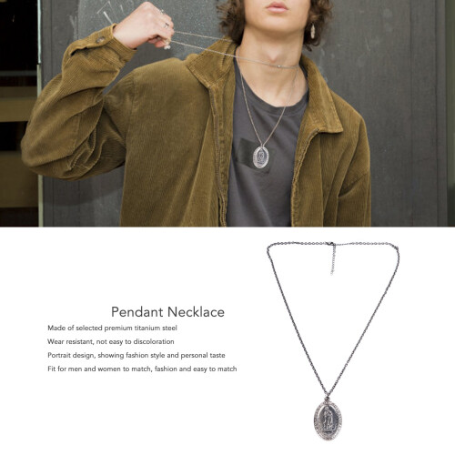 Portrait Pendant Silver 40mm Titanium Steel 2