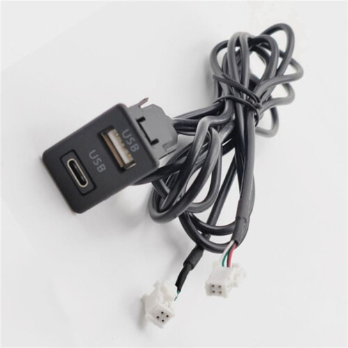 2X Car Dash Mount USB+TYPE-C Port Panel Interface Extension Cable Adapter Car Dashboard Vehicle Navigation USB Socket 1